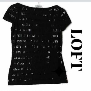 Loft Sequin Strip top Color: Black Size:M